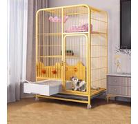 Cat Houses Heavy Duty 2/3/4-Tier Cat Cage Large Space Playpen Cat Villa With Brake Casters Cat Pen With Door And Drawer-style Cat Litter Box Metal Cattery(Yellow,78 * 55 * 108cm)
