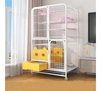 Cat Houses Heavy Duty 2/3/4-Tier Cat Cage Large Space Playpen Cat Villa With Brake Casters Cat Pen With Door And Drawer-style Cat Litter Box Metal Cattery(White,78 * 55 * 133cm)
