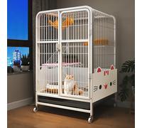 Cat Houses, Thick Square Tube Cage, Villa with Universal Wheels, Multi-layered Space, Foot Pad, for 2-3 Cats
