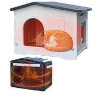Cat Houses with Insulated Lining for Indoor Cats, Plastic Wild Outdoor Cat House, Puppy Shelter for Small, Medium Pets, Grey