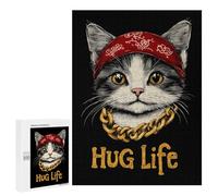 Cat Hug Life Vertical Wooden Jigsaw Puzzles for Adults Challenge Intelligent Puzzle Letter on Back Picture Home Decor