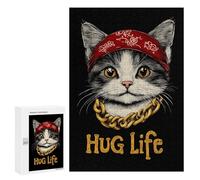 Cat Hug Life Vertical Wooden Jigsaw Puzzles for Adults Challenge Intelligent Puzzle Letter on Back Picture Home Decor