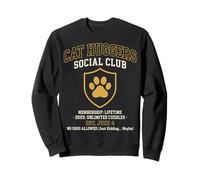 Cat Huggers Social Club No Dogs Allowed Funny Cat Lover Sweatshirt
