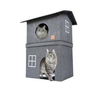 Cat Hut - Removable and Foldable Shelter with 2 Levels - Semi-Closed Cat House - for Kitten Relaxation All Seasons, Private and Secure Space for Small Animals