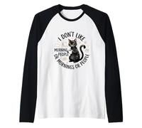 Cat I Don't Like Morning People, Office Worker Coffee Lover Raglan Baseball Tee