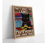 Cat I Knit I Hate People And I Know Things Canvas Prints Wall Art