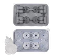 Cat Ice Cube, Silicone Craft Ice, 3D Cute Cat Shape Cubes, 4 Cavities Reusable Maker Tray Fun Cocktail Chilling Mold for Drinks Whiskey Soda Juice Party Kitchen Bar Use 4.69x2.2x7.28 inches