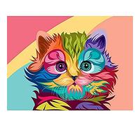 Cat Illustration Cute Colourful Art Print Canvas Premium Wall Decor Poster