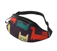 Cat illustration Fanny Pack for Men Women, Waterproof Sports Waist Bag Fashion Belt Bag Crossbody Bags Hip Bum Bag with Adjustable Strap Large Sling Bag Purse for Travel Hiking