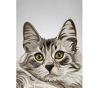 Cat Illustration Grey Art Print Canvas Premium Wall Decor Poster