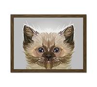 Cat Illustration Persian Kitten Large Framed Art Print Wall Poster 18x24 inch
