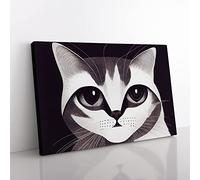 Cat Illustration Vol.1 Abstract Canvas Wall Art Print Ready to Hang, Framed Picture for Living Room Bedroom Home Office Décor, 76x50 cm (30x20 Inch)
