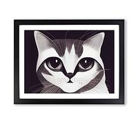 Cat Illustration Vol.1 Abstract Framed Print | A2 Black Framed Wall Art | Ready to Hang | Abstract Animal Picture | Living Room Bedroom Lounge Office