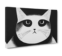 Cat Illustration Vol.4 Abstract Canvas Wall Art Print Ready to Hang, Framed Picture for Living Room Bedroom Home Office Décor, 30x20 Inch (76x50 cm)