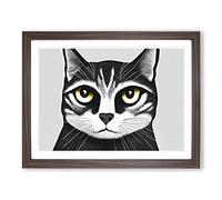 Cat Illustration Vol.5 Abstract Framed Print | A2 Walnut Framed Wall Art | Ready to Hang | Abstract Animal Picture | Living Room Bedroom Lounge Office