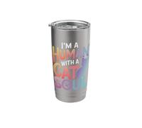 Cat I'm A Human with A Cat Soul Cats Kitten Stainless Steel Insulated Tumbler