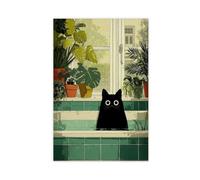 Cat In A Bath Canvas Poster for Home Decor Gift