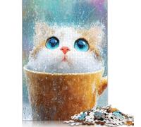 Cat in A Cup on Rainy Day Puzzle 1000 Piece Adult Jigsaw Puzzle Paper Puzzles for Adults Teenagers Teenager Man Woman Gift 38x26cm/1000pcs