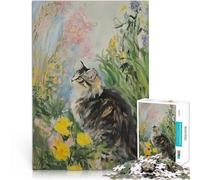 Cat in a Garden2000 Piece Puzzle For Adults Family Game Stress Reliever Difficult Challenge Artists Collection, Fine Art 70x100cm