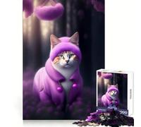 Cat in A Magical Forest Jigsaw Puzzle 1000 Pieces Mental Recall Mind Soothing Fun Smooth Cut Birthday Present (38x52cm)