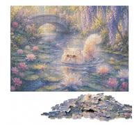 Cat in a Monet-style Water Lily Pond Jigsaw Puzzle for Adults, 500 Pieces | Piece-by-piece progress - a clear build method on quiet evenings.