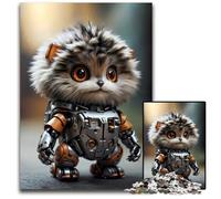 Cat in A Robot Suit Jigsaws 1000 Pieces for Adults Wooden Jigsaw Puzzles for Adults for Travel LoversCouples Challenging Toy 1000 PCS(75x50cm)