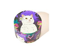 Cat in a Trippy World Custom Printed 4 Part Metal Herb Grinder for Spices with Pollen Scraper and Micron Screen 50mm