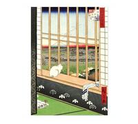 Cat In A Window Japanese Woodblock Print, Vintage Aesthetic Poster Japan Wall Art Exhibition Ukiyo-E Home Decor, Archival Matte, 50x70cm (Print Only) - 50x70cm