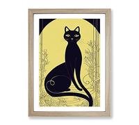 Cat In Art Nouveau Framed Wall Art Print A2 Oak