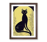 Cat In Art Nouveau Framed Wall Art Print A2 Walnut
