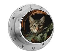 Cat in Bag Kitchen Timers for Cooking 60 Minute Wind Up Timer, Magnetic Back, Visual Mechanical Timer with Loud Alarm, Manual Countdown Timers for Classroom Home Gym Tanning