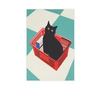 Cat in Basket Art Print Canvas Poster Bedroom Decor Landscape Office Room Decor Gift 16x24inch(40x60cm)