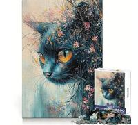 Cat in Bloom 1000 Teenager Pieces Jigsaw Puzzle Mind Power Leisurely Pursuit Uniform Edges Ideal Present (38x52cm)