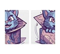 Cat in Box Passport Holder Cover PU Leather Waterproof Passport Case Travel Wallet with Credit Card Slots for Women Men, style, 20.3x13.8cm