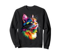 Cat in Colorful Rainbow Colors Popart Meow Love Cats Sweatshirt