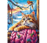 Cat in Cozy Bed by The Window 1000 Pc DIY Jigsaw Puzzle Puzzles for Adults Teens Hard Challenging Team Building Stress Reducing Autumn Sturdy Wooden Cardboard 1000 PCS