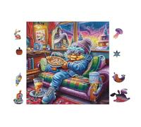 Cat in Cozy Chair 100 Pcs Jigsaw Puzzle Bundle Family Puzzle Lovers Fun Family Game Mindful Activity Spring Cardboard 28x28cm