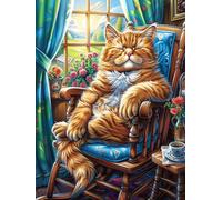 Cat in Cozy Chair 300-piece Jigsaw Puzzle Set Magical Accompany Fairy Tale For Adults Teens 14+ Logic Skill Indoor Game Family Game Night Summer Thick Cardboard 300 PCS