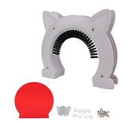 Cat In Door less Steel L Cat Pass with Grooming B, Indoor Cat Door for Uslent and Cute S with Fish Bone Pat, (White)