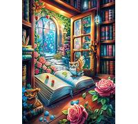 Cat in Enchanted Library 1000 Piece Jigsaw Puzzle for Adults Winter Evening Activity Cozy Relaxation Detailed Artwork Ideal Housewarming Gift 1000 PCS