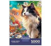 Cat in Garden 1000-Piece Recycled Cardboard Cat in Garden Jigsaw Bundle, Concentration Training, Personalised Gift, Wall Decor & After-School Fun 70x50cm/1000pcs