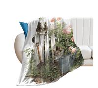 Cat in Garden Soft Warm Throw Blanket for Couch Or Bed Luxury Bedroom Decor Giftable Holiday Blankets