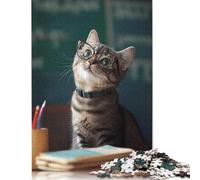 Cat in Glasses Studying Puzzles for Adults 1000 Pieces Puzzles for Adults & Teenager Age 12 Years Up Christmas Eve Gifts 1000pcs (75x50cm)