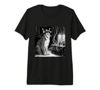 Cat in Hat Radio Operator Vacuum Tubes Electronics Premium T-Shirt