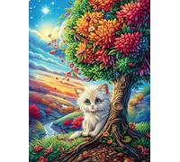 Cat in Magical Forest 500 Pieces Jigsaw Puzzle Accompany Fairy Tale Cute For Men Educational Decompression Adults Anxiety Memory Care Mothers Valentines Premium 500 PCS