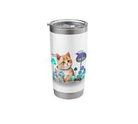 Cat in Mushroom Mycelium Garden with Hazy Purple Toad Stainless Steel Insulated Tumbler