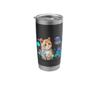 Cat in Mushroom Mycelium Garden with Hazy Purple Toad Stainless Steel Insulated Tumbler