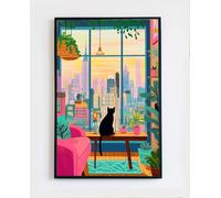 Cat In New York Poster - New York Poster - Nyc Taxi Poster - Cat Wall Art - Housewarming Gift Poster - New York Travel Wall Art - New York Cityscape Poster - Travel Wall Art (11X17 No Frame)