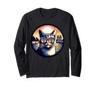 Cat in Paris Looking At The Eiffel Tower Long Sleeve T-Shirt