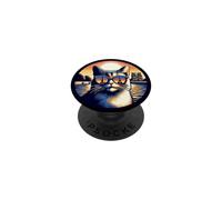 Cat In Paris Looking At The Eiffel Tower PopSockets Adhesive PopGrip